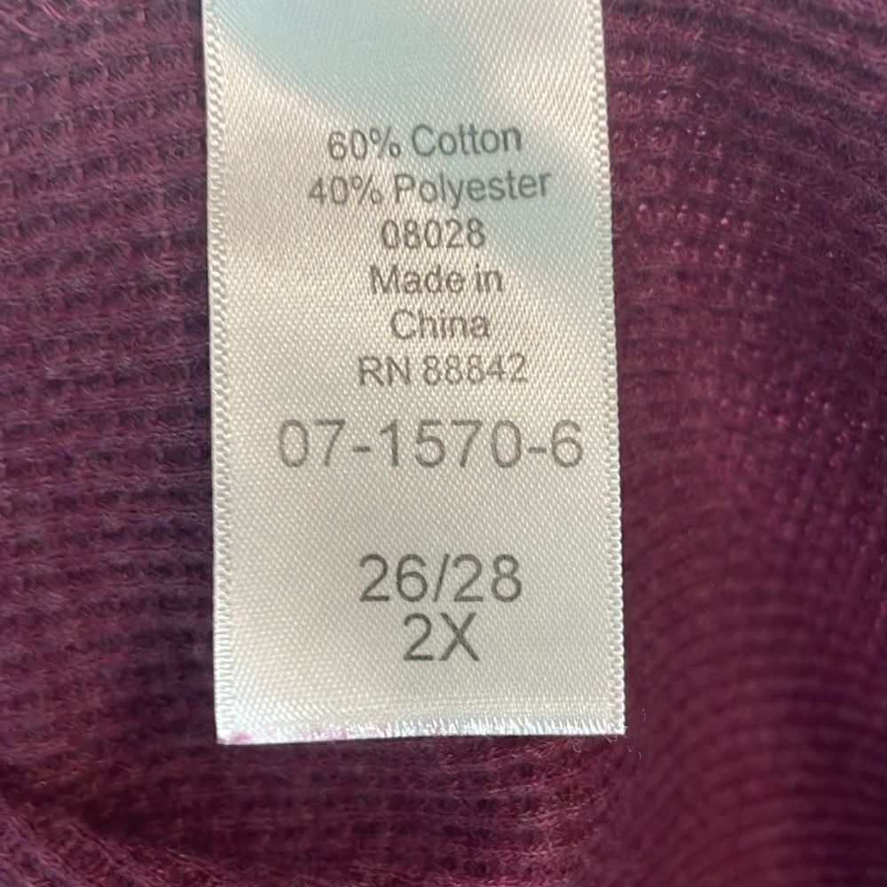 Woman Within Waffle Knit Thermal Shirt Long Sleeve Purple size 2X - Picture 9 of 12